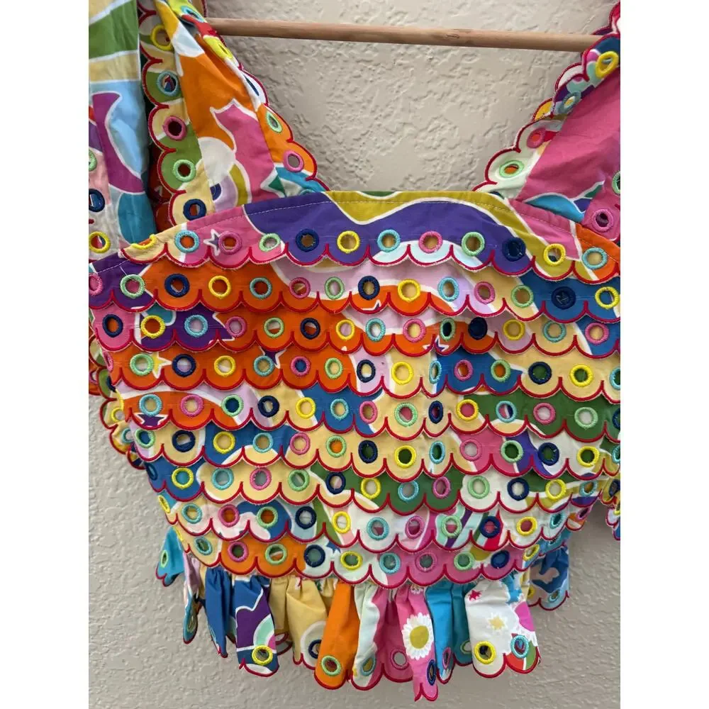 EUC $311 Celia B Maia Scalloped Crop Top in Multi - Picture 9 of 11